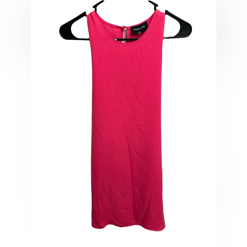 Sugar Lips Elegant Pink Sleeveless A-Line Mini Dress with Back Tie Size Small S